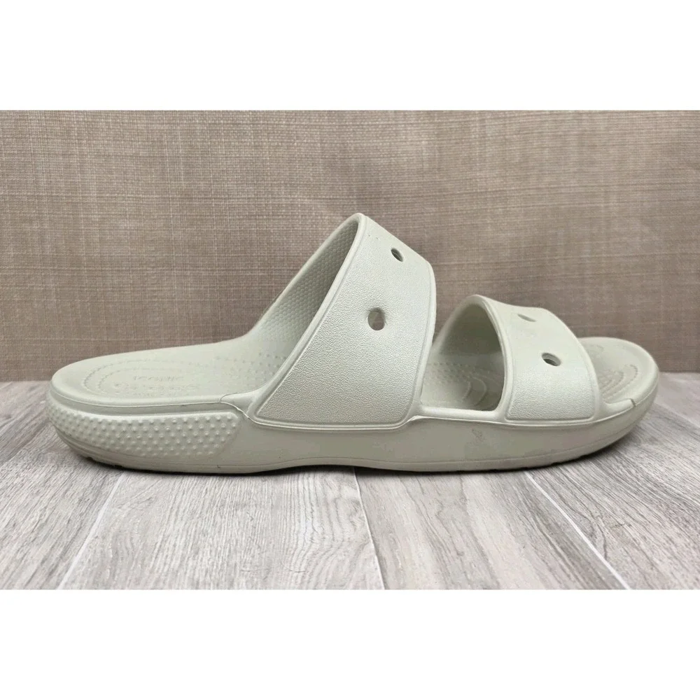 Crocs Classic Two-Strap Slip On Slide Sandals Cream Mens 8 Womens 10 Beach Pool
